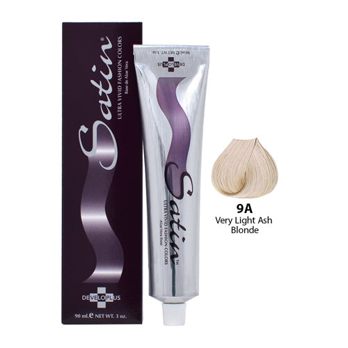 Developlus Satin Hair Color 9A Very Light Ash Blonde Vibrant Color Formula 3Oz (90ml)